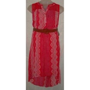 NEW NWT Dark Pink Plus Sz 2X 18/20 Sleeveless High Low Belted Sun Dress